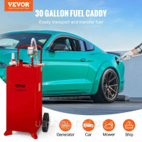 Vevor 310708 Бак для зберігання палива Fuel Caddy 30 галонів 2 колеса з ручним насосом, червоний