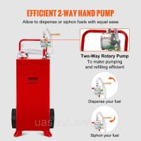 Vevor 310708 Бак для зберігання палива Fuel Caddy 30 галонів 2 колеса з ручним насосом, червоний