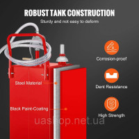 Vevor 310708 Бак для зберігання палива Fuel Caddy 30 галонів 2 колеса з ручним насосом, червоний