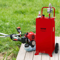 Vevor 310708 Бак для зберігання палива Fuel Caddy 30 галонів 2 колеса з ручним насосом, червоний