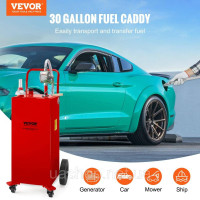 Vevor 310709 Бак для зберігання палива Fuel Caddy 30 галонів 4 колеса з ручним насосом, червоний