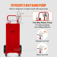 Vevor 310709 Бак для зберігання палива Fuel Caddy 30 галонів 4 колеса з ручним насосом, червоний