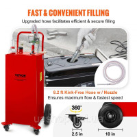 Vevor 310709 Бак для зберігання палива Fuel Caddy 30 галонів 4 колеса з ручним насосом, червоний