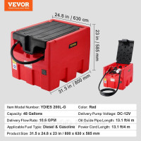 Vevor 310732 Portable Diesel & Бензиновий бак Паливний бак 182 л з перекачувальним насосом 12 В Vevor 310732 Portable Diesel & Бензиновий бак Паливний бак 182 л з перекачувальним насосом 12 В