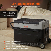Vevor 311344 Кемпінговий холодильник 53 л Cool Box з рухомими електричними морозильними камерами 2 в 1 двозонний автомобільний