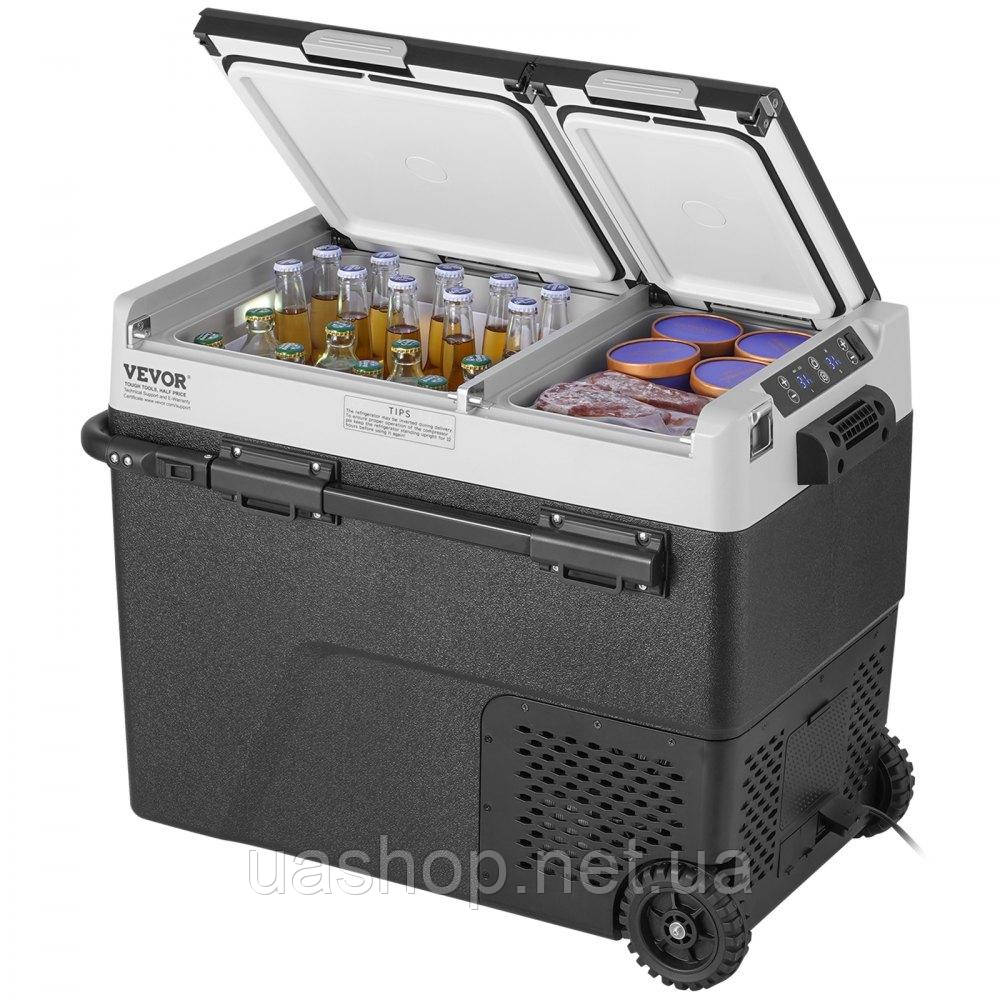 Vevor 311355 Портативний автомобільний холодильник Cool Box Compressor 58L Dual Zone