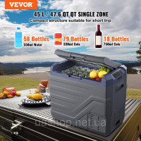 Vevor 311363 Автомобільний холодильник, 12V автомобільний холодильник, 45L портативна морозильна камера з однією зоною та Vevor 311363 Автомобільний холодильник, 12V автомобільний холодильник, 45L портативна морозильна камера з однією зоною та