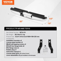 Vevor 310778 Задній бампер Chrome Steel Бампер в зборі Toyota Tacoma (95-04)