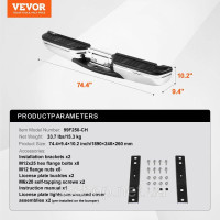 Vevor 310779 Бампер задній Chrome Steel Ford F250/Ford F350 (99-07) Vevor 310779 Бампер задній Chrome Steel Ford F250/Ford F350 (99-07)