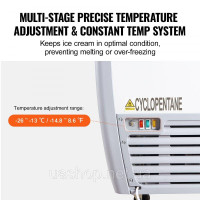 Vevor 311381 264L Комерційна вітрина для морозива Gelato Dip Freezer для морозива