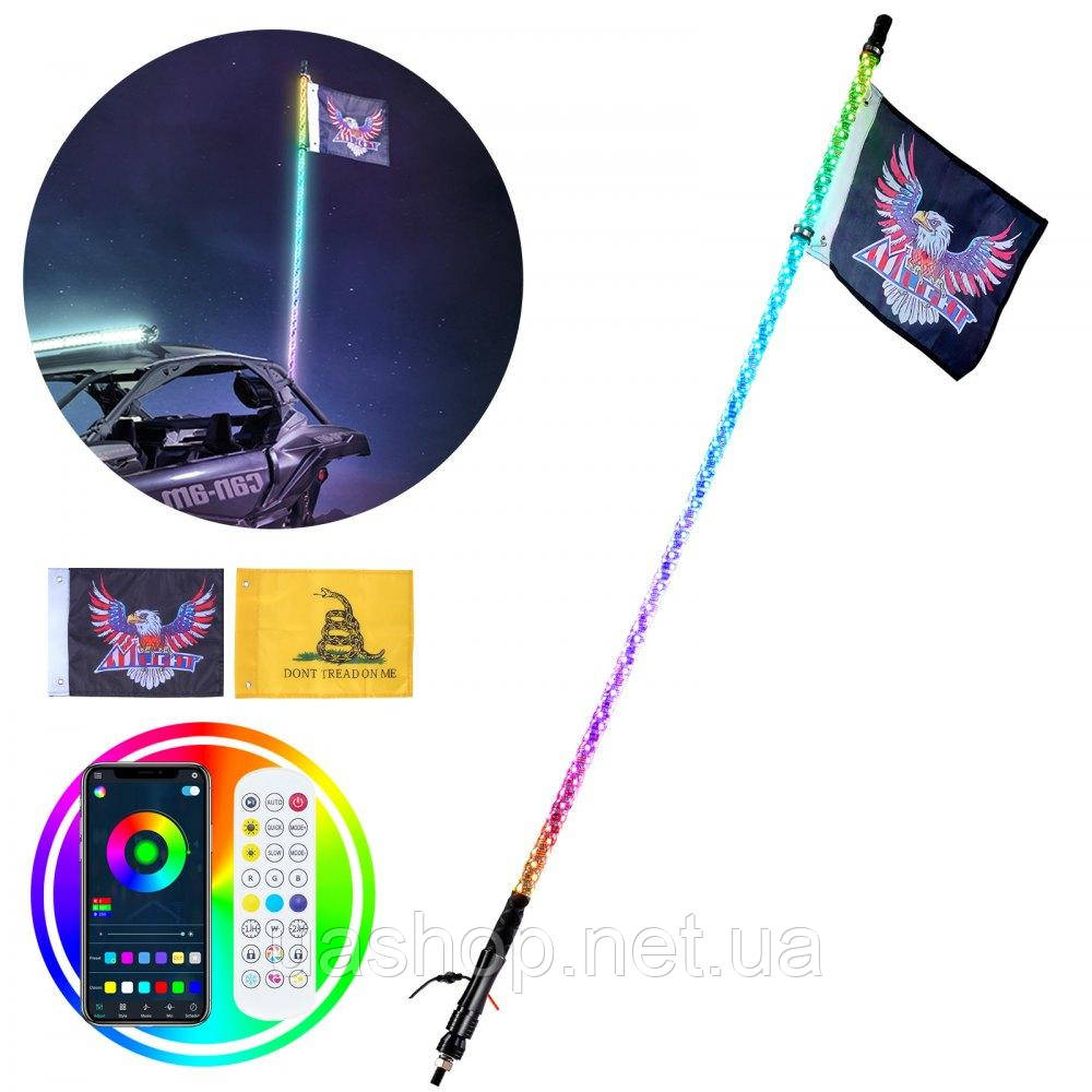 Vevor 310783 1 шт. 5 футів Whip Light, APP & RF Remote Control, LED Whip Light, Водонепроникні 360° спіральні RGB Whips з