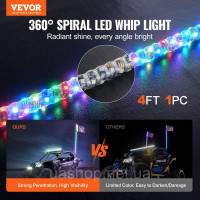 Vevor 310789 1 шт. 4 фути Whip Light, APP і радіочастотний пульт дистанційного керування, LED Whip Light, водонепроникні 360° Vevor 310789 1 шт. 4 фути Whip Light, APP і радіочастотний пульт дистанційного керування, LED Whip Light, водонепроникні 360°