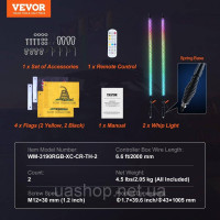 Vevor 310788 2 шт батіг з пружинною основою, світлодіодний батіг з додатком і пультом дистанційного керування, водонепроникний Vevor 310788 2 шт батіг з пружинною основою, світлодіодний батіг з додатком і пультом дистанційного керування, водонепроникний