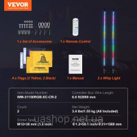 Vevor 310791 Набір з 2 ліхтарів-хлистів, світлодіодні ліхтарі-хлистові з додатком та радіочастотним пультом дистанційного Vevor 310791 Набір з 2 ліхтарів-хлистів, світлодіодні ліхтарі-хлистові з додатком та радіочастотним пультом дистанційного