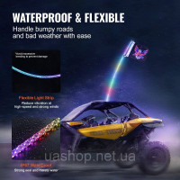 Vevor 310785 1 шт. 3 фути Whip Light, APP & RF Remote Control, LED Whip Light, Водонепроникні 360° спіральні RGB Whips з Vevor 310785 1 шт. 3 фути Whip Light, APP & RF Remote Control, LED Whip Light, Водонепроникні 360° спіральні RGB Whips з