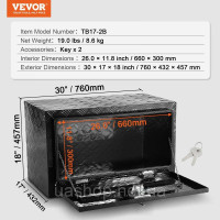 Vevor 310828 Ящик для інструментів Truckbox, кузовний кузов причепа, ящик для інструментів 760 x 432 x 457 мм, ящик для зберігання Vevor 310828 Ящик для інструментів Truckbox, кузовний кузов причепа, ящик для інструментів 760 x 432 x 457 мм, ящик для зберігання