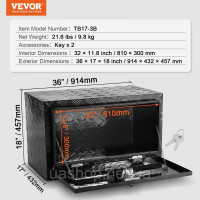 Vevor 310827 Ящик для інструментів Truckbox, кузовний кузов причепа, ящик для інструментів 914 x 432 x 457 мм, ящик для зберігання