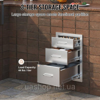 Vevor 311442 3 ящика для барбекю Ящики для барбекю 36X51см Газовий гриль з нержавіючої сталі Vevor 311442 3 ящика для барбекю Ящики для барбекю 36X51см Газовий гриль з нержавіючої сталі