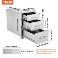 Vevor 311442 3 ящика для барбекю Ящики для барбекю 36X51см Газовий гриль з нержавіючої сталі Vevor 311442 3 ящика для барбекю Ящики для барбекю 36X51см Газовий гриль з нержавіючої сталі