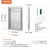 Vevor 311453 Двері для доступу до барбекю, 610 x 431 мм, Одинарні двері для зовнішньої кухні, Двері з нержавіючої сталі, Vevor 311453 Двері для доступу до барбекю, 610 x 431 мм, Одинарні двері для зовнішньої кухні, Двері з нержавіючої сталі,