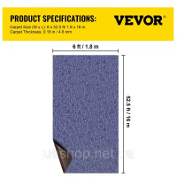 Vevor 311503 Килим 1,8 x 16 м, килими для патіо, килими з поліефірного волокна та TPR, нековзкі та водонепроникні, для терас,