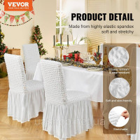Vevor 311522 Упаковка з 4 шт., білі чохли на стільці з еластичного спандексу, універсальні чохли на стільці зі спідницею, знімні Vevor 311522 Упаковка з 4 шт., білі чохли на стільці з еластичного спандексу, універсальні чохли на стільці зі спідницею, знімні