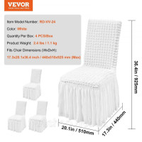 Vevor 311522 Упаковка з 4 шт., білі чохли на стільці з еластичного спандексу, універсальні чохли на стільці зі спідницею, знімні Vevor 311522 Упаковка з 4 шт., білі чохли на стільці з еластичного спандексу, універсальні чохли на стільці зі спідницею, знімні