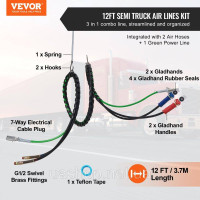 Vevor 310894 12FT 3-in-1 Air Line Kit Semi Truck 2 Glad Hands Hands