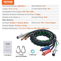 Vevor 310893 12FT Semi Truck Air Line Kit 3-in-1 Air Hoses 7-контактний роз’єм