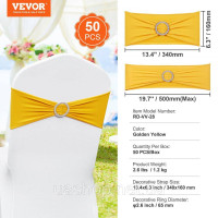 Vevor 311523 50 упаковок Золотисто-жовтий еластичний спандекс Чохли для стільців & Еластичні пояси для стільців із круглою