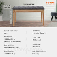 Vevor 311598 16 М'яка лавка Пуф для передпокою Їдальня Спальня Сірий Vevor 311598 16 М'яка лавка Пуф для передпокою Їдальня Спальня Сірий