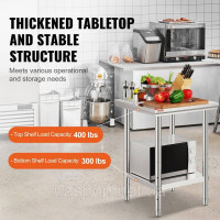Vevor 311606 Робочий стіл з нержавіючої сталі 60 см x 60 см Для приготування їжі, шиття, прання, рукоділля, використання в гаражі Vevor 311606 Робочий стіл з нержавіючої сталі 60 см x 60 см Для приготування їжі, шиття, прання, рукоділля, використання в гаражі