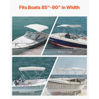 Vevor 310966 Тент Bimini Top для човна, сонцезахисний козирок на даху човна, 3 арки, 216-229 см, світло-сірий Vevor 310966 Тент Bimini Top для човна, сонцезахисний козирок на даху човна, 3 арки, 216-229 см, світло-сірий