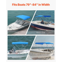 Vevor 310969 Тент Bimini Top для човна, сонцезахисний козирок на даху човна, синій, 3 арки, 201-213 см