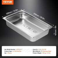 Vevor 311696 упаковка 1 каструля готельна гастроємність нержавіюча сталь 530x326x107 мм 9,25 л Vevor 311696 упаковка 1 каструля готельна гастроємність нержавіюча сталь 530x326x107 мм 9,25 л