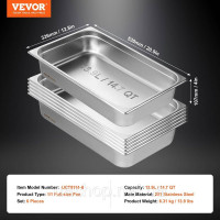 Vevor 311695 упаковка 6 каструль готельних гастроємностей нержавіюча сталь 530х326х107мм 13,9л Vevor 311695 упаковка 6 каструль готельних гастроємностей нержавіюча сталь 530х326х107мм 13,9л
