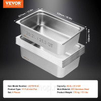 Vevor 311699 6 х готельних каструль гастроємність нержавіюча сталь 530x327x150 мм 20,2 л