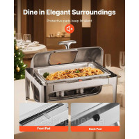 Vevor 311703 Набір посуду Chafing Dish Set нержавіюча сталь 3,9 л 2 контейнери Rolltop Silver Vevor 311703 Набір посуду Chafing Dish Set нержавіюча сталь 3,9 л 2 контейнери Rolltop Silver