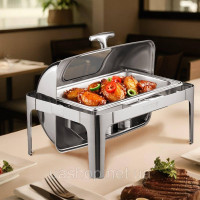 Vevor 311703 Набір посуду Chafing Dish Set нержавіюча сталь 3,9 л 2 контейнери Rolltop Silver Vevor 311703 Набір посуду Chafing Dish Set нержавіюча сталь 3,9 л 2 контейнери Rolltop Silver