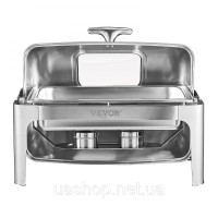 Vevor 311703 Набір посуду Chafing Dish Set нержавіюча сталь 3,9 л 2 контейнери Rolltop Silver Vevor 311703 Набір посуду Chafing Dish Set нержавіюча сталь 3,9 л 2 контейнери Rolltop Silver