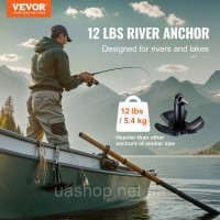 Vevor 310981 Річковий якір 12 фунтів Човновий якір Чавунна дужка з чорним вініловим покриттям