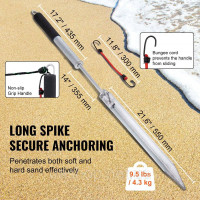 Vevor 310977 Якір Sandspike для човнів, розсувний якір 985 мм з оцинкованої вуглецевої сталі, береговий шип, самозабивний пляжний