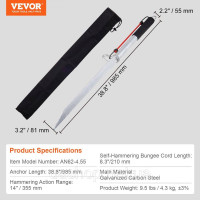 Vevor 310977 Якір Sandspike для човнів, розсувний якір 985 мм з оцинкованої вуглецевої сталі, береговий шип, самозабивний пляжний