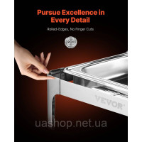 Vevor 311705 Набір посуду Chafing Dish Set нержавіюча сталь 8,5 л 1 контейнер Rolltop Silver