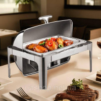 Vevor 311705 Набір посуду Chafing Dish Set нержавіюча сталь 8,5 л 1 контейнер Rolltop Silver