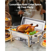 Vevor 311708 Набір посуду Chafing Dish Set Нержавіюча сталь 7,5 л/4 л Фуршет Золоте Весілля