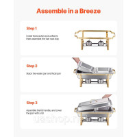 Vevor 311708 Набір посуду Chafing Dish Set Нержавіюча сталь 7,5 л/4 л Фуршет Золоте Весілля