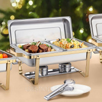 Vevor 311708 Набір посуду Chafing Dish Set Нержавіюча сталь 7,5 л/4 л Фуршет Золоте Весілля