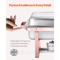 Vevor 311707 Набір посуду Chafing Dish Set Нержавіюча сталь 7,5 л 2 шт. Буфет Рожеве золото