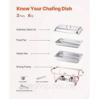 Vevor 311707 Набір посуду Chafing Dish Set Нержавіюча сталь 7,5 л 2 шт. Буфет Рожеве золото